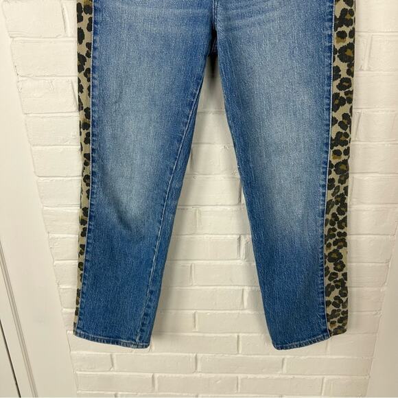 Madewell Classic Straight Jeans w/ Leopard Leg Stripe Size 26 - Picture 7 of 11